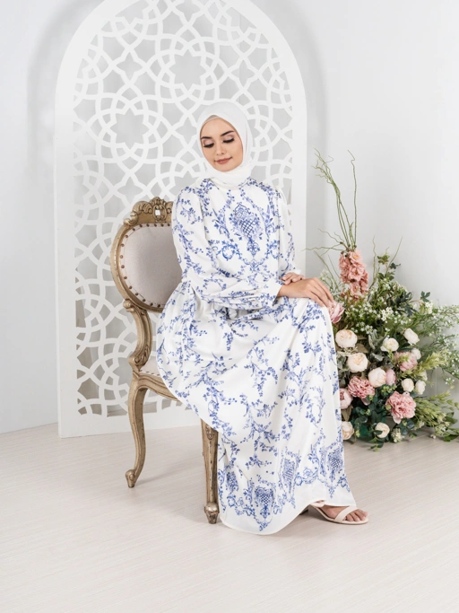 Image of Emily Dress - White Navy