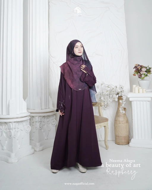 Image of [PRE ORDER] NEEMA ABAYA - RASPBERRY by naqa.id