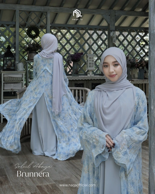 Image of [PRE ORDER] SET INNER OUTER FREE HIJAB - SOLEIL ABAYA - BRUNNERA by naqa.id
