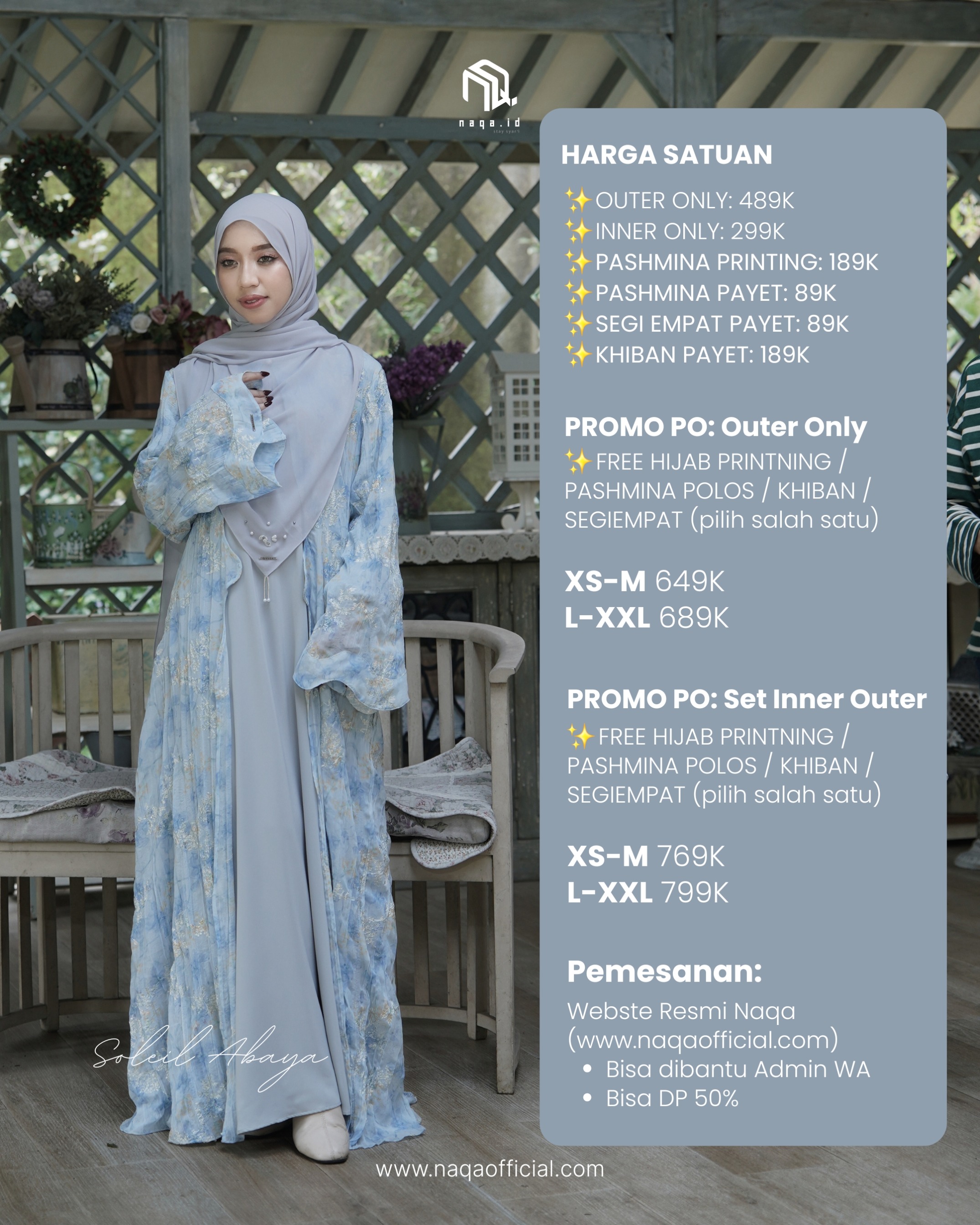 [READY STOCK] SET INNER OUTER  - SOLEIL ABAYA - BRUNNERA by naqa.id