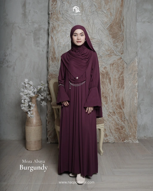 Image of [READY STOK] MOZA ABAYA - BURGUNDY by naqa.id