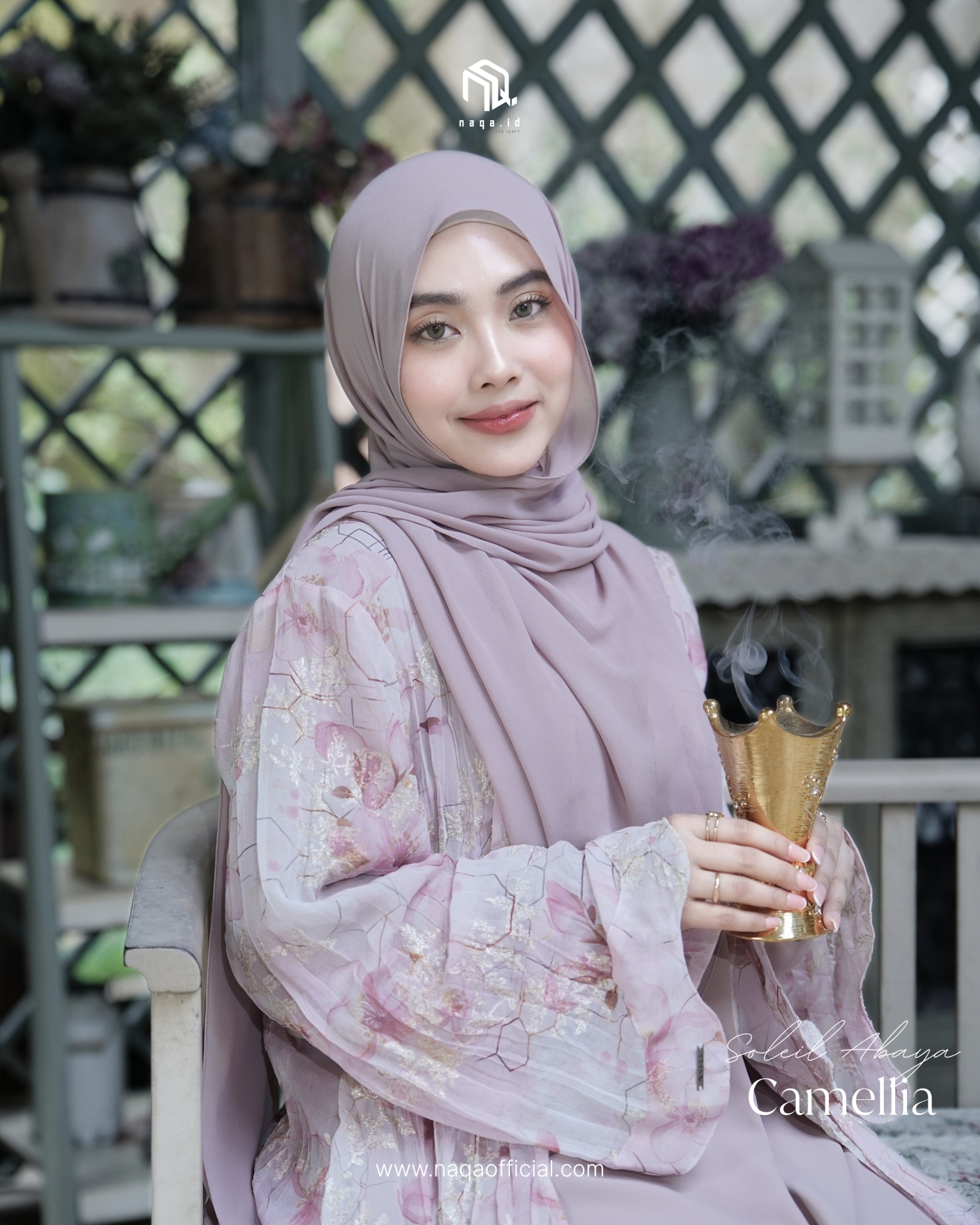 [READY STOCK] SET INNER OUTER - SOLEIL ABAYA - CAMELLIA by naqa.id