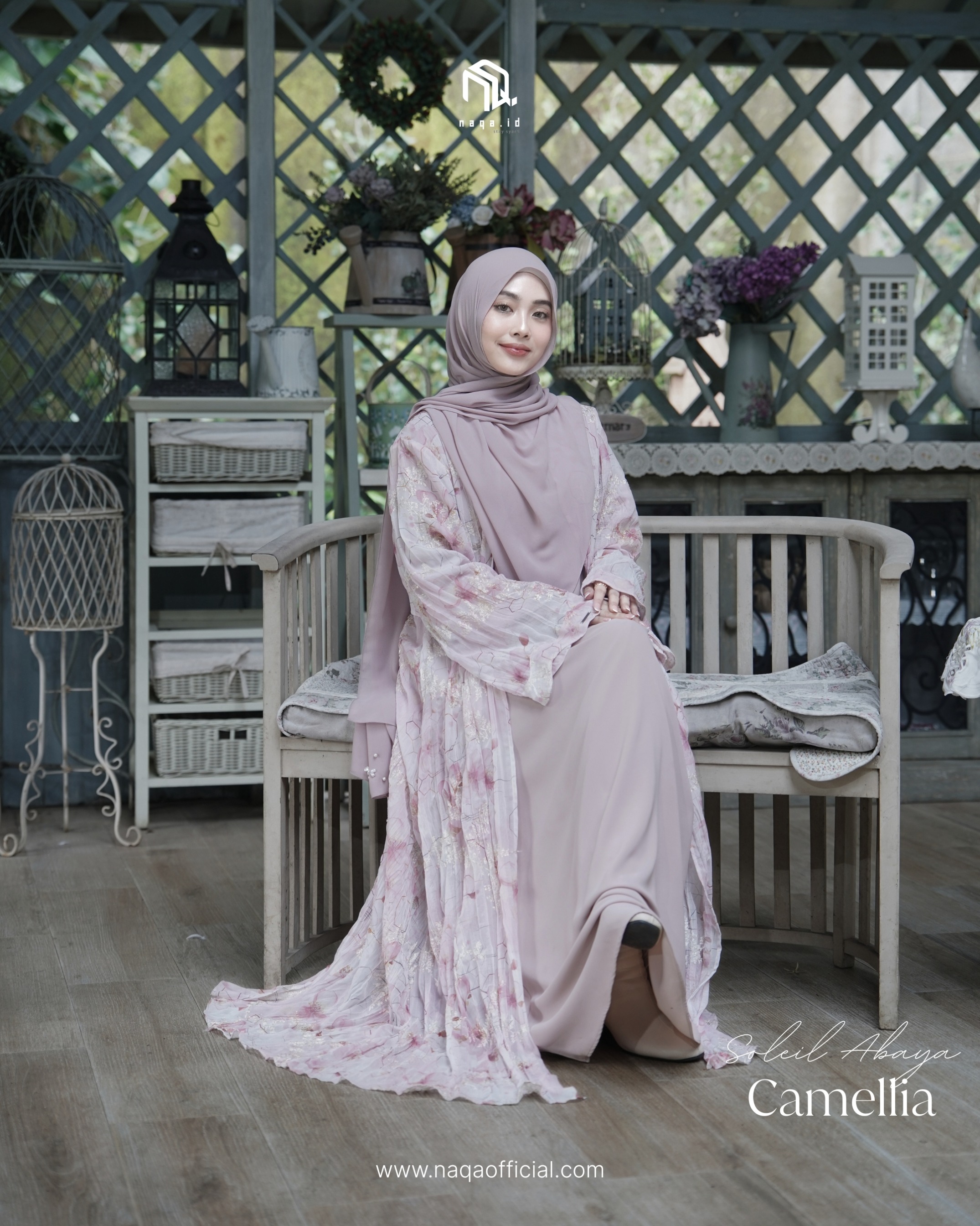 [READY STOCK] SET INNER OUTER - SOLEIL ABAYA - CAMELLIA by naqa.id