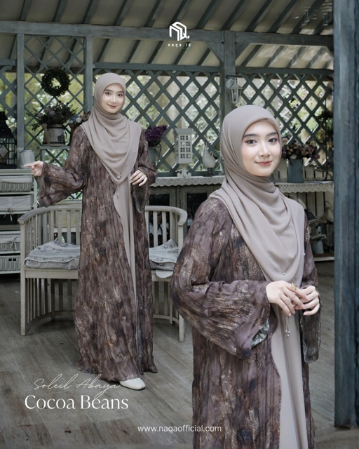 Image of [PRE ORDER] SET INNER OUTER FREE HIJAB - SOLEIL ABAYA - COCOA BEANS by naqa.id