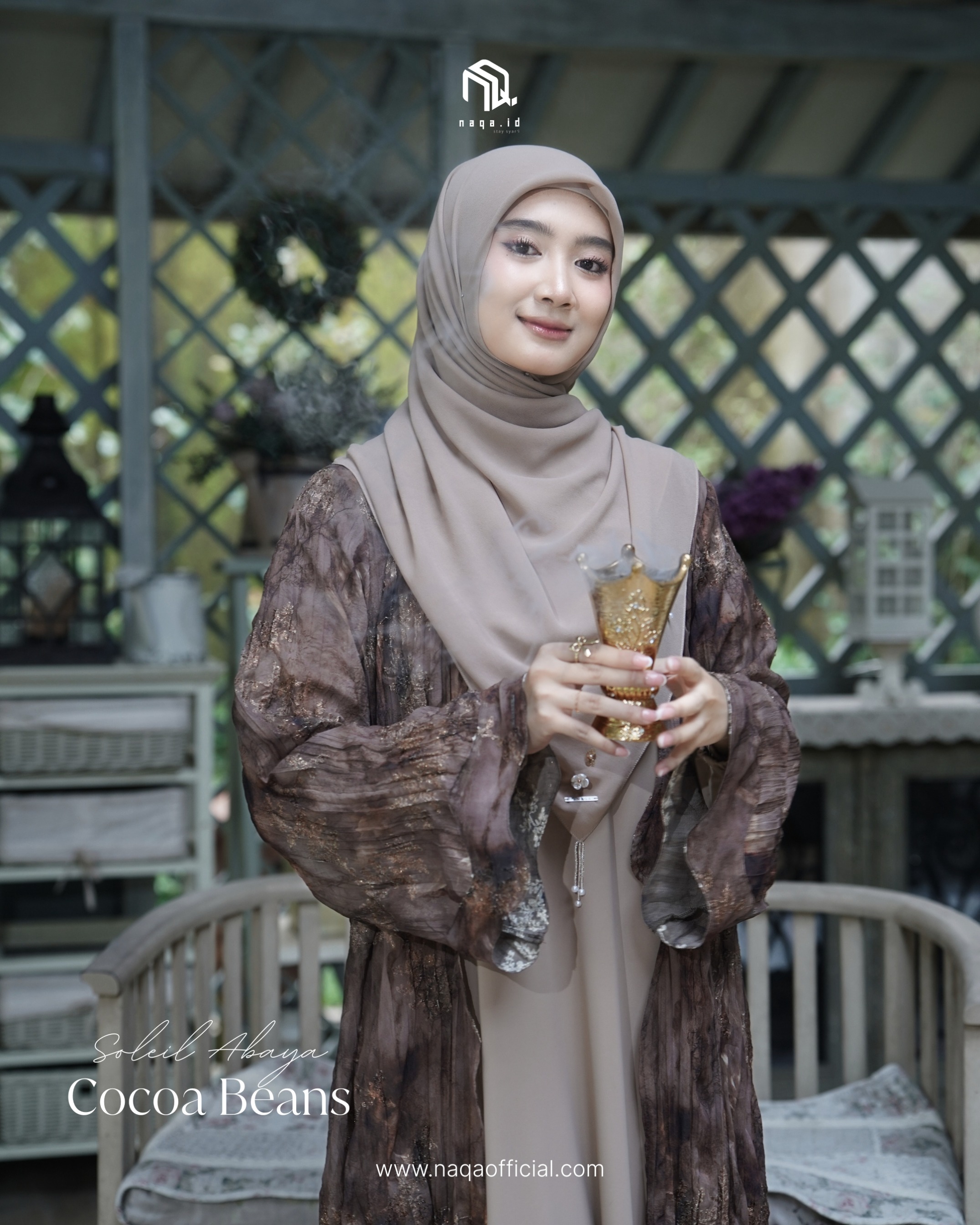 [READY STOCK] SET INNER OUTER - SOLEIL ABAYA - COCOA BEANS by naqa.id