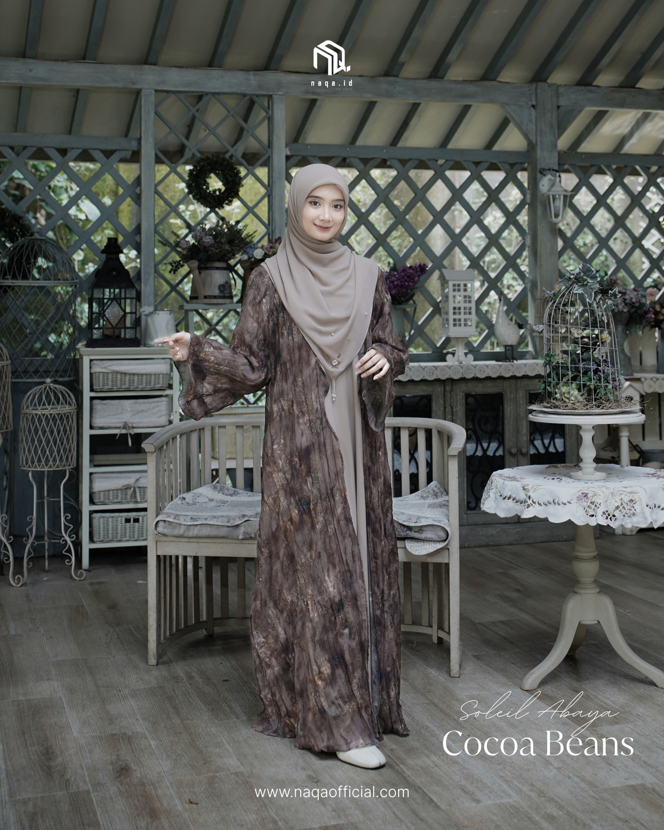 [READY STOCK] SET INNER OUTER - SOLEIL ABAYA - COCOA BEANS by naqa.id