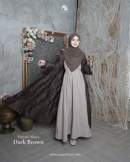 Image of [READY STOK] HAFSAH ABAYA - DARK BROWN by naqa.id