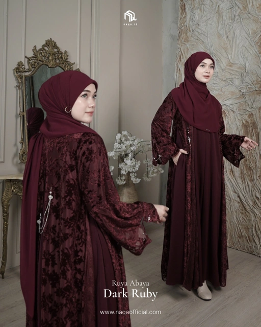 Image of [READY STOK] RUYA ABAYA - DARK RUBY by naqa.id