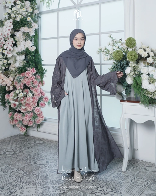 Image of [PRE ORDER] AHSA ABAYA - DEEP FLOREST by naqa.id