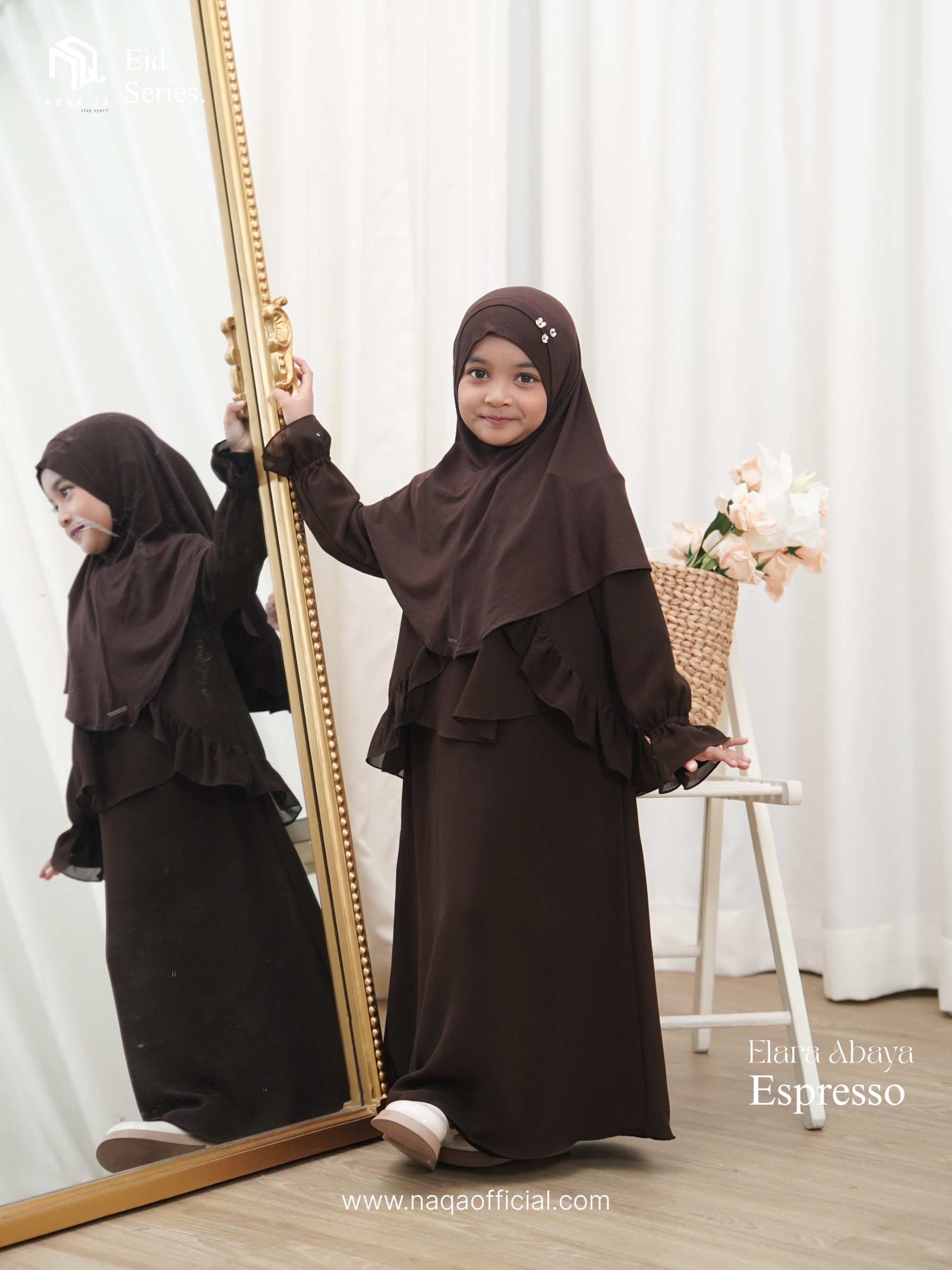 [PRE ORDER] ELARA ABAYA ANAK - ESPRESSO- by naqa.id