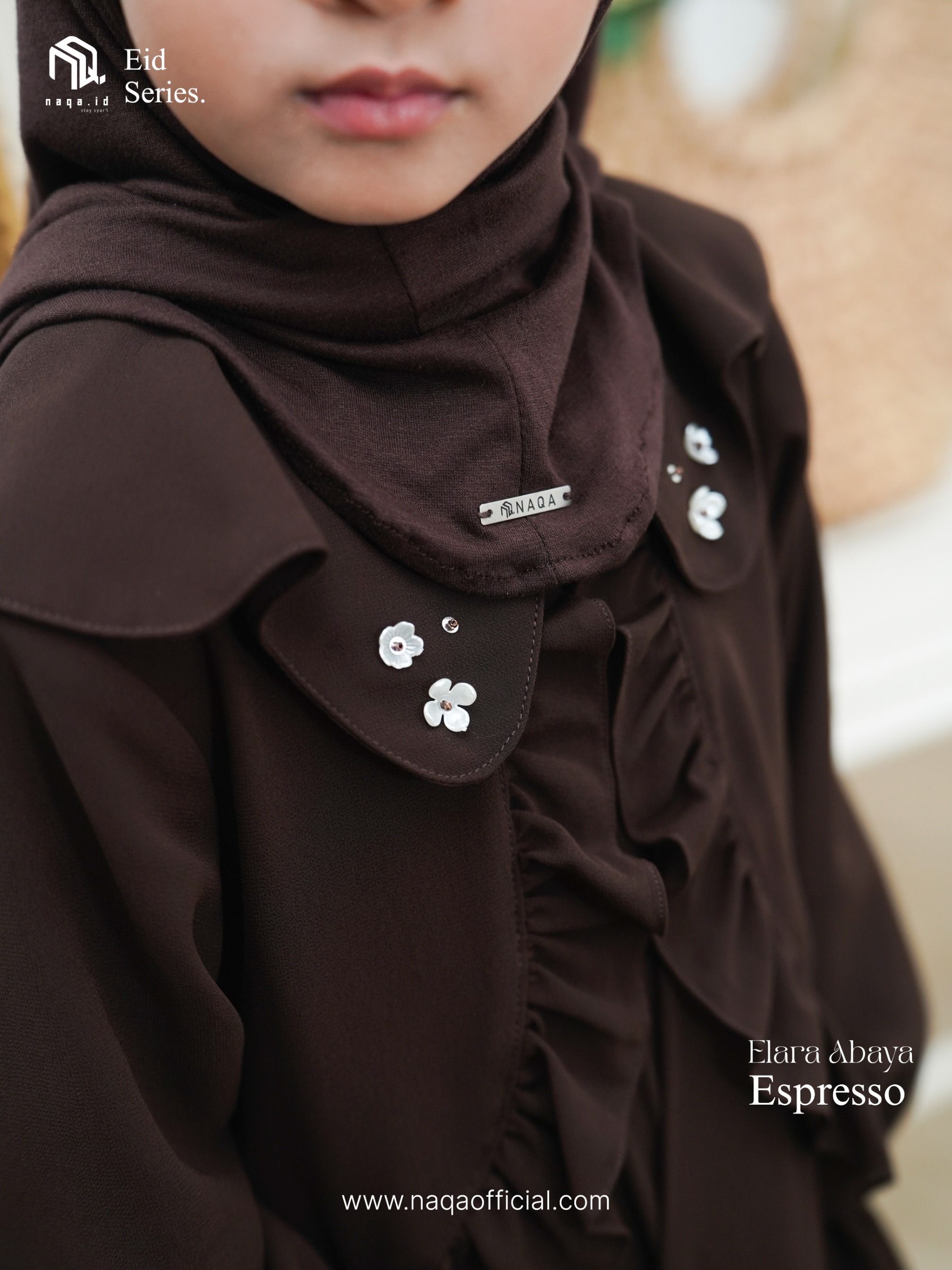 [PRE ORDER] ELARA ABAYA ANAK - ESPRESSO- by naqa.id