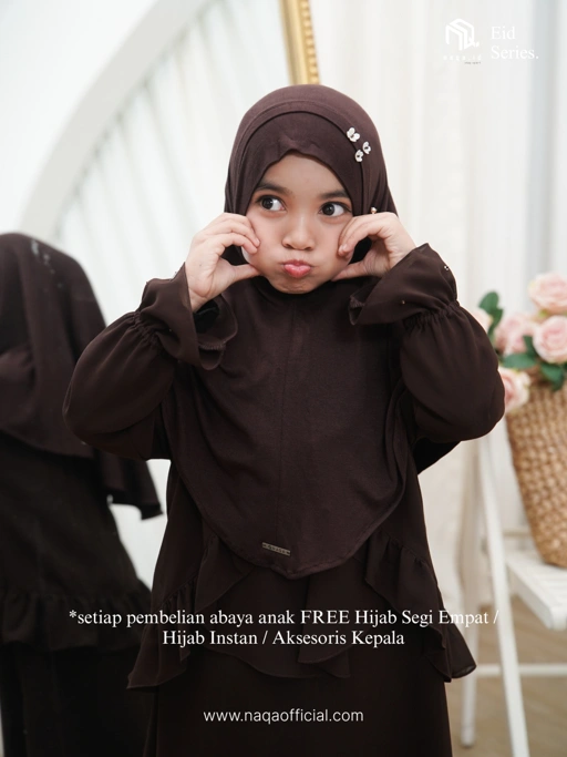 [PRE ORDER] ELARA ABAYA ANAK - ESPRESSO- by naqa.id