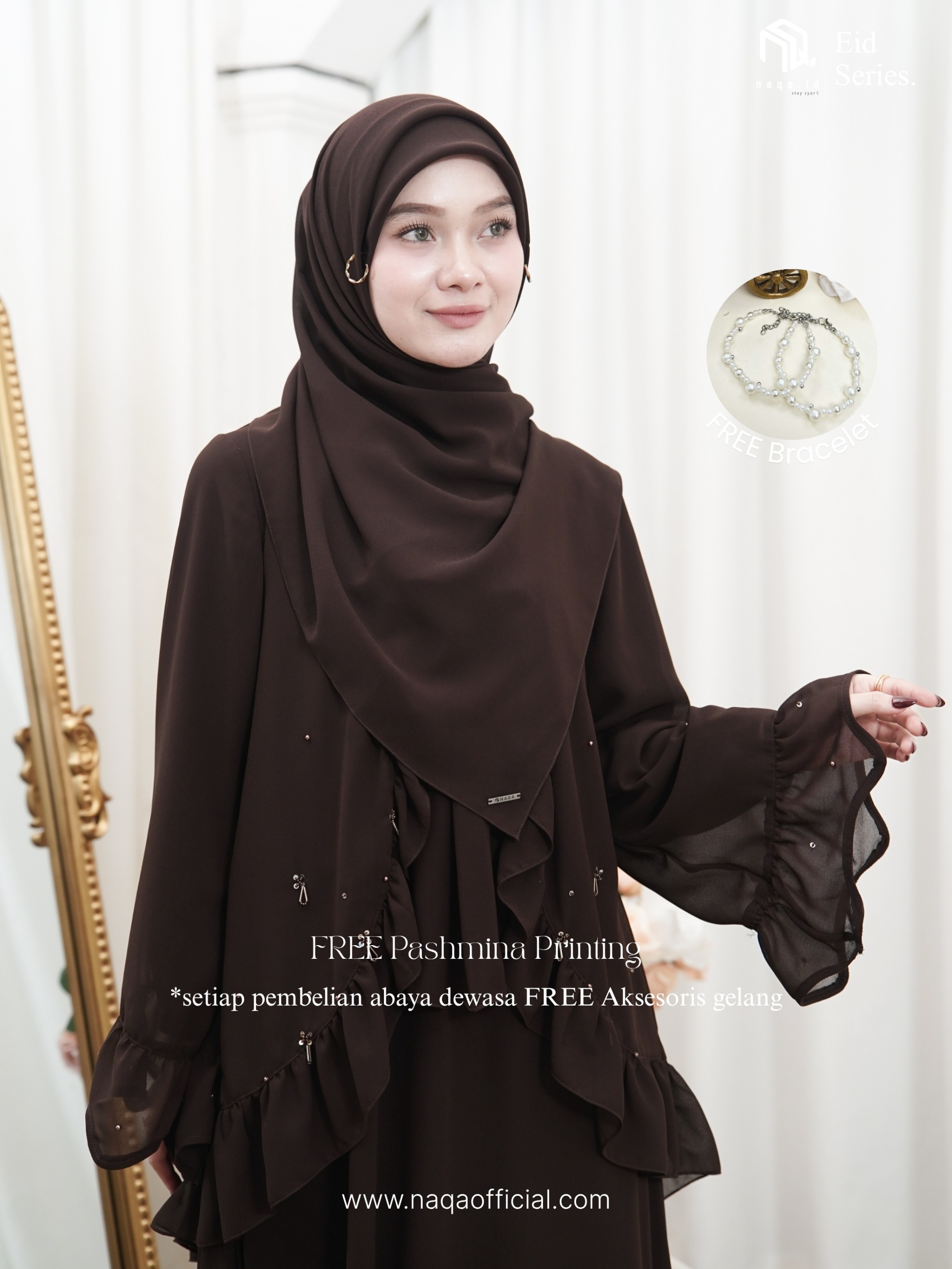 [PRE ORDER] ELARA ABAYA - ESPRESSO - by naqa.id
