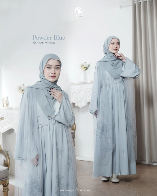 Image of (PRE-ORDER) SAHEER ABAYA - POWDER BLUE BY NAQA.ID