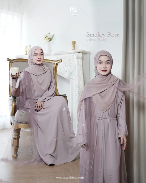 Image of (PRE-ORDER) SAHEER ABAYA - SMOKE ROSE BY NAQA.ID