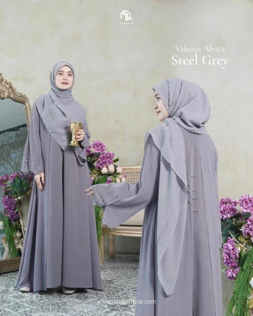 Image of [READY STOCK] VALEEQA ABAYA - STEEL GREY - by NAQA.ID