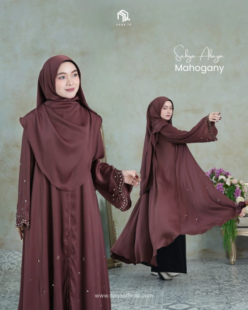 Image of [PRE ORDER] SABIYA ABAYA 2 IN 1 -  MAHOGANY - NAQA.ID
