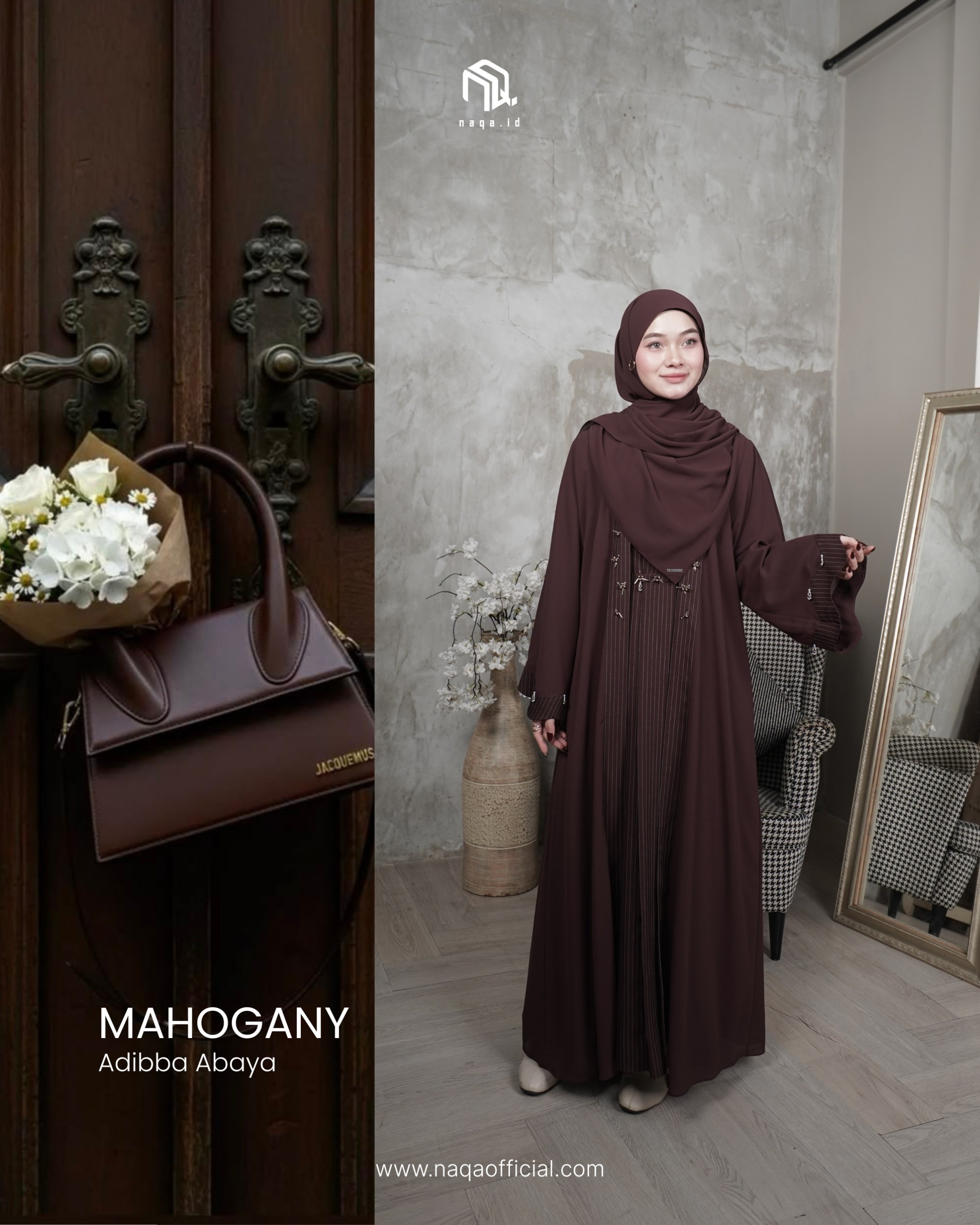 [READY STOCK] ADIBBA ABAYA - MAHOGANY by naqa.id
