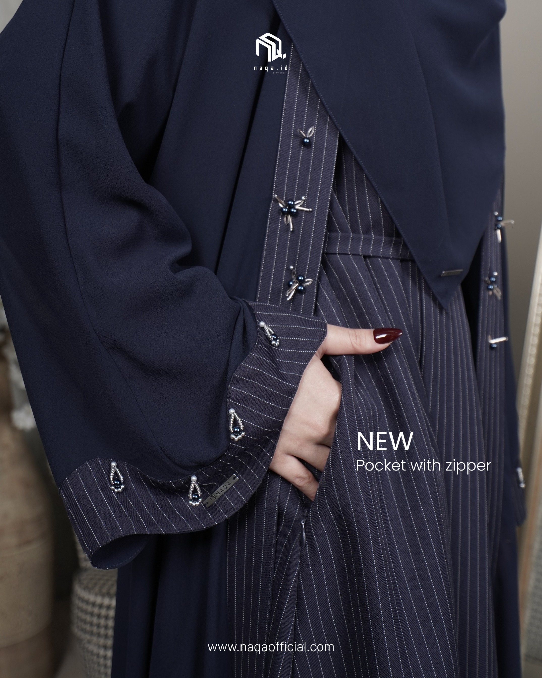 [READY STOCK] ADIBBA ABAYA - MIDNIGHT BLUE by naqa.id