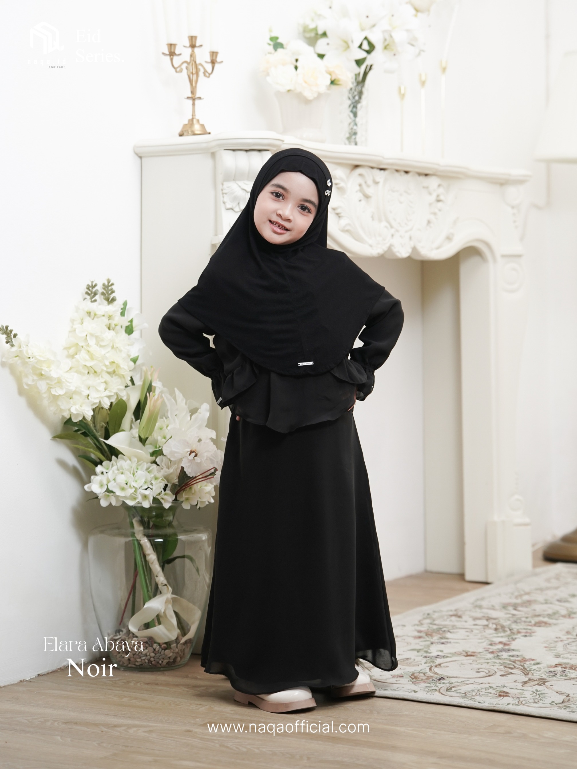 [PRE ORDER] ELARA ABAYA ANAK - NOIR - by naqa.id