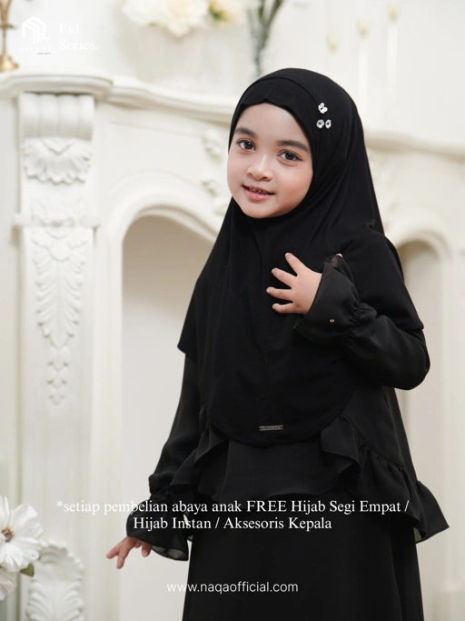 [PRE ORDER] ELARA ABAYA ANAK - NOIR - by naqa.id