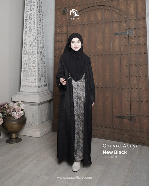 Image of [READY STOK] CHAYRA ABAYA - NEW BLACK by naqa.id