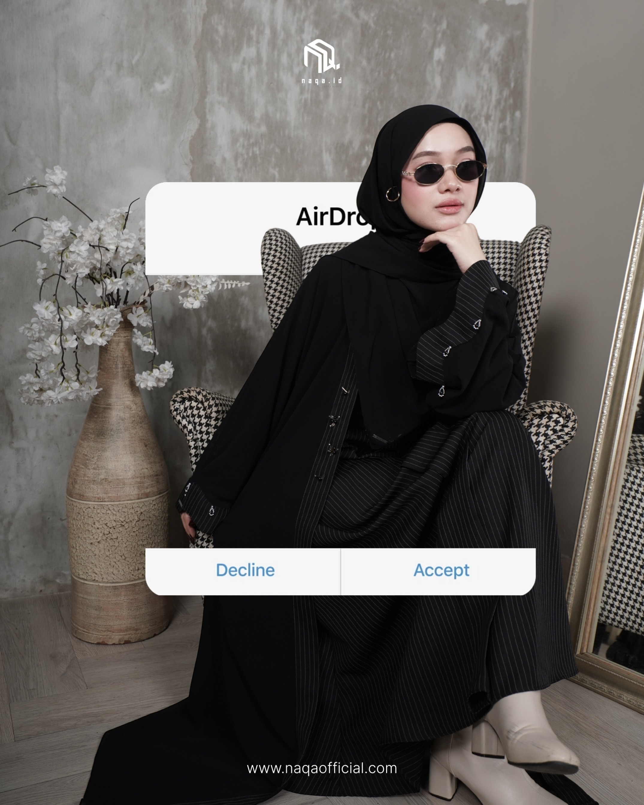 [READY STOCK] ADIBBA ABAYA - NOIR by naqa.id