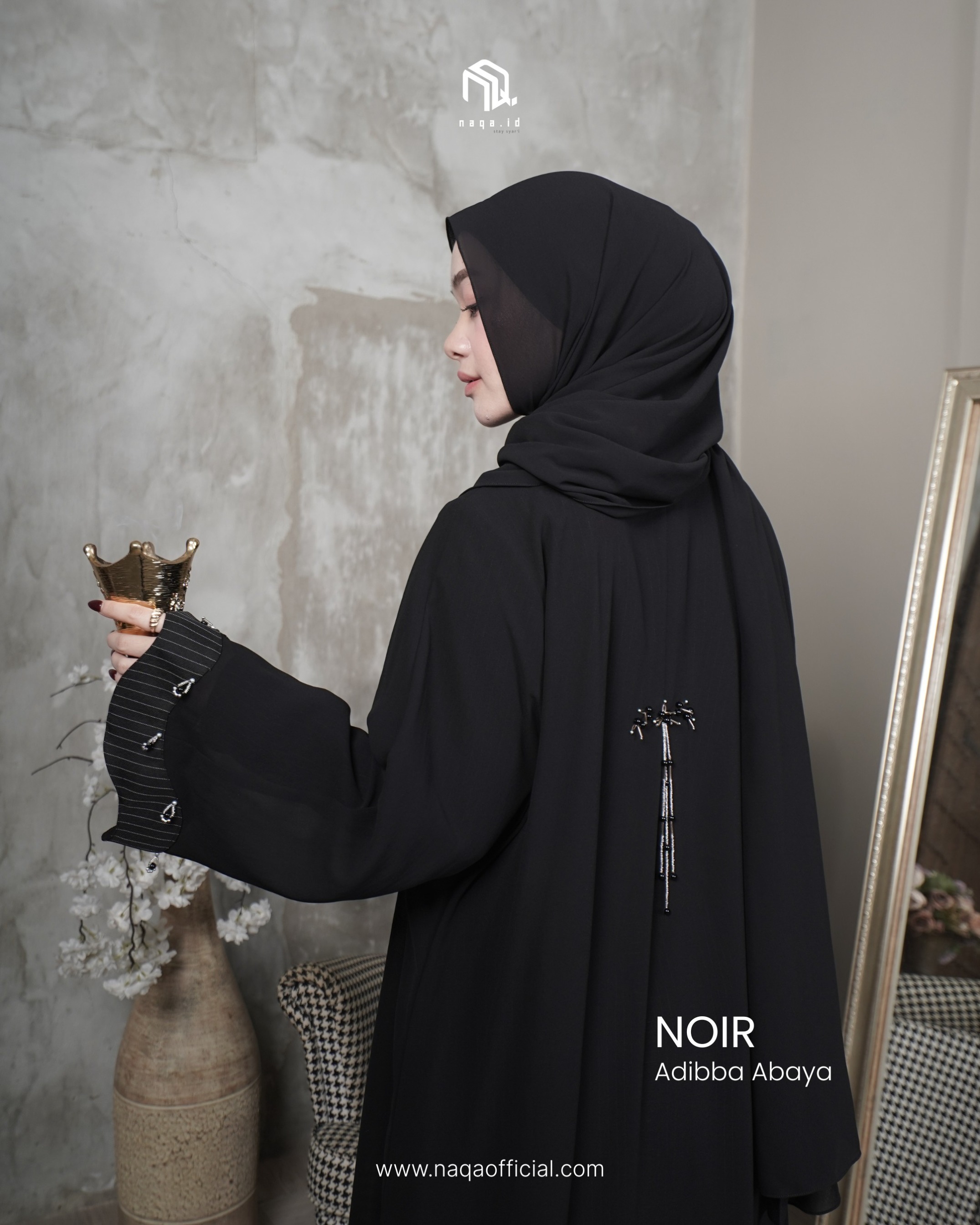[READY STOCK] ADIBBA ABAYA - NOIR by naqa.id
