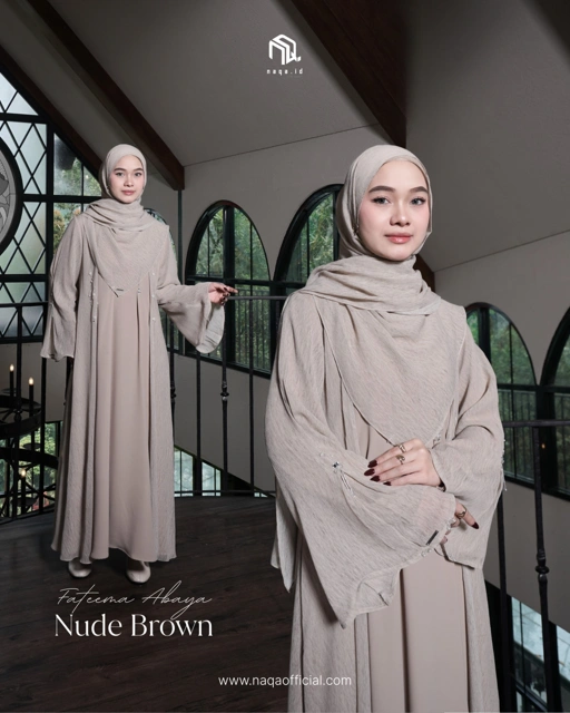 Image of [PRE ORDER] FATEEMA ABAYA - NUDE BROWN by naqa.id