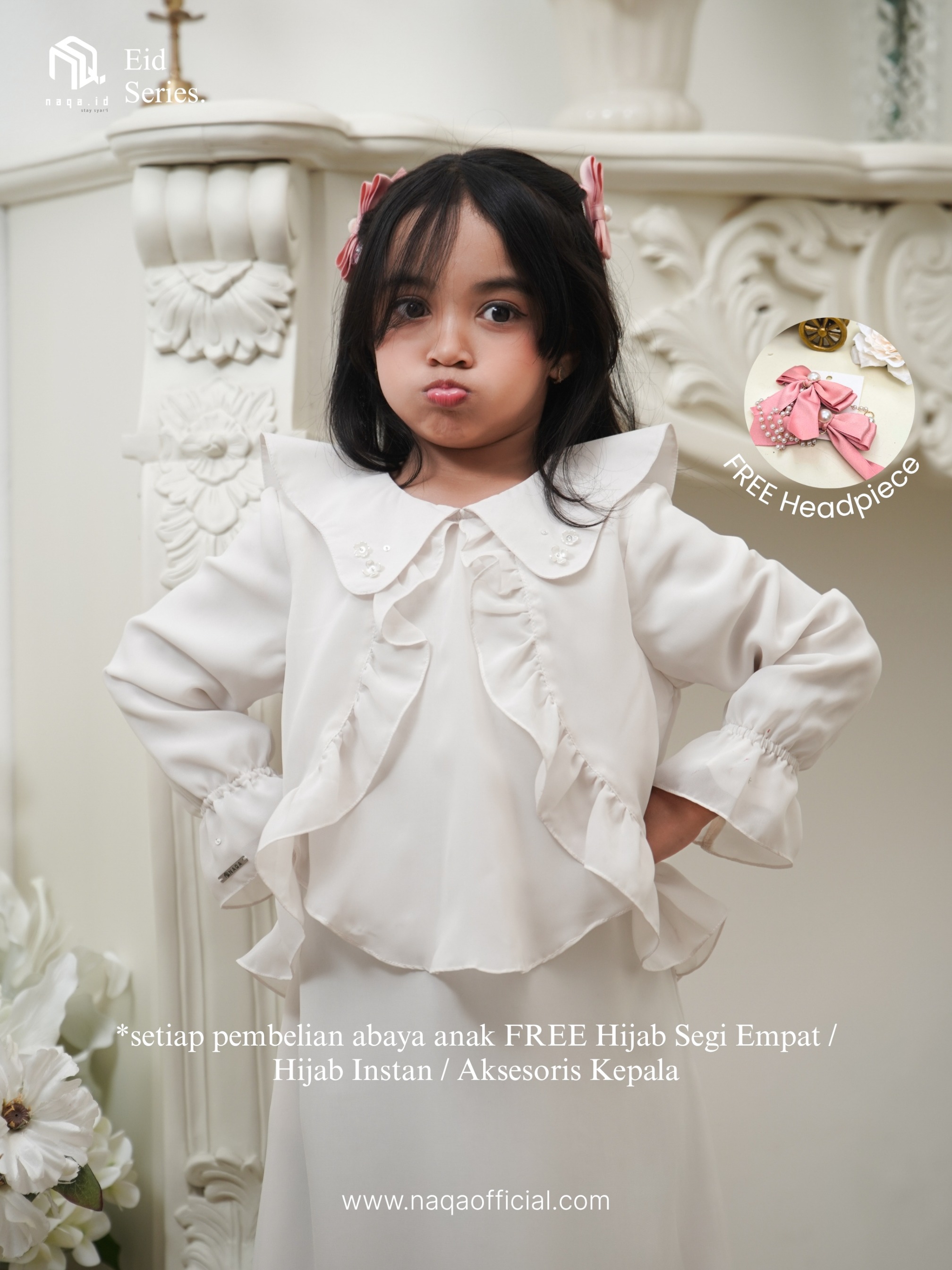 [PRE ORDER] ELARA ABAYA ANAK - PEARL - by naqa.id