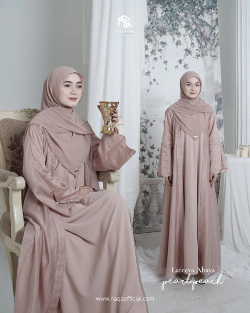 Image of [READY STOK] LATEEVA ABAYA - PEARL PEACH by naqa.id