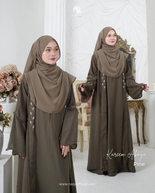 Image of [READY STOK] KAREEM ABAYA - PINE by naqa.id