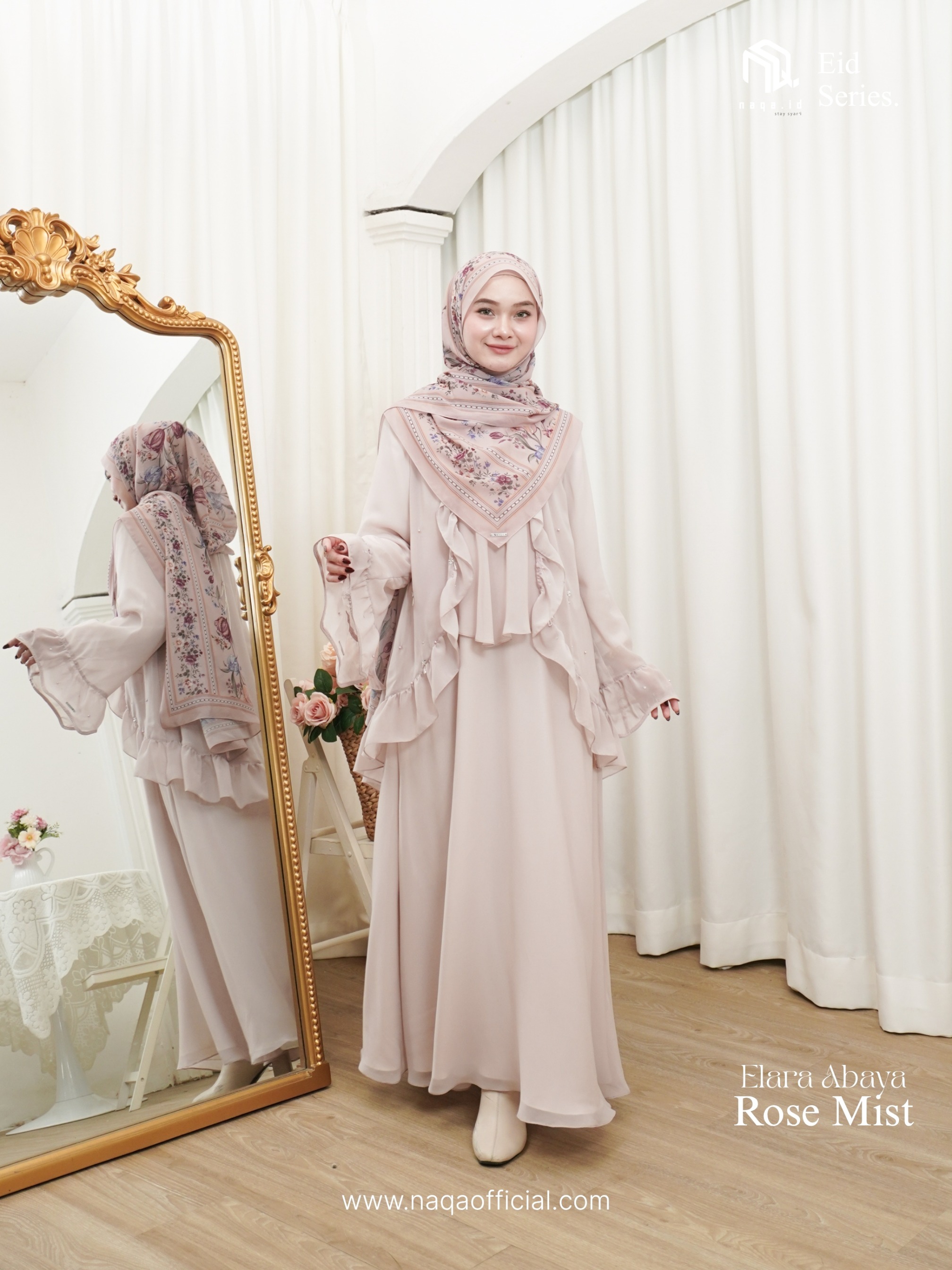 [PRE ORDER] ELARA ABAYA - ROSE MIST- by naqa.id