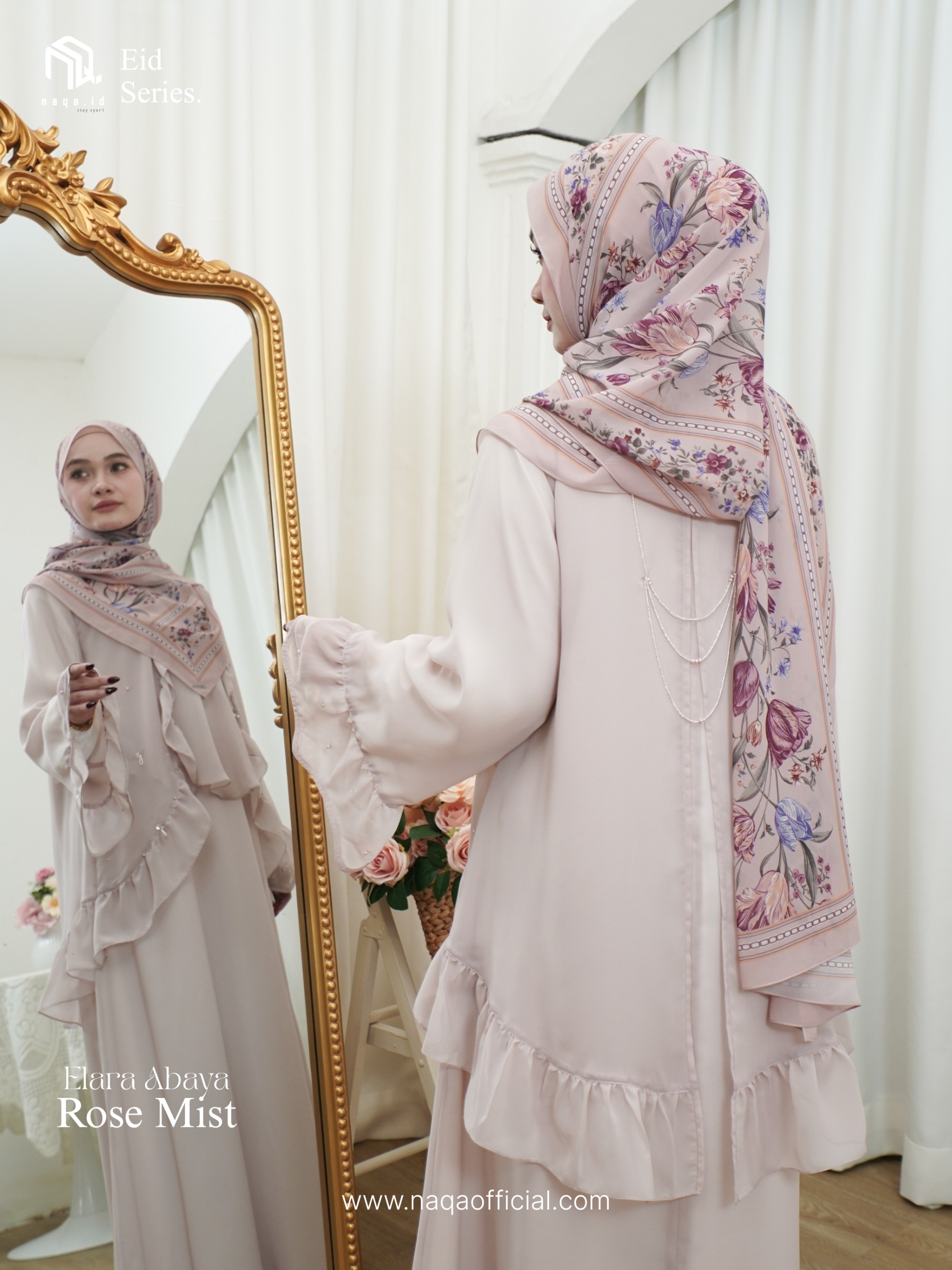 [PRE ORDER] ELARA ABAYA - ROSE MIST- by naqa.id