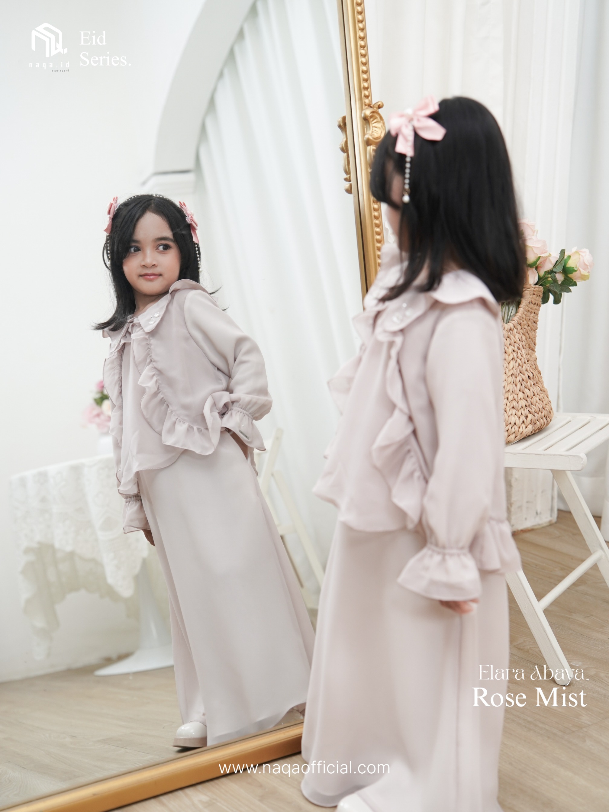 [PRE ORDER] ELARA ABAYA ANAK - ROSE MIST- by naqa.id