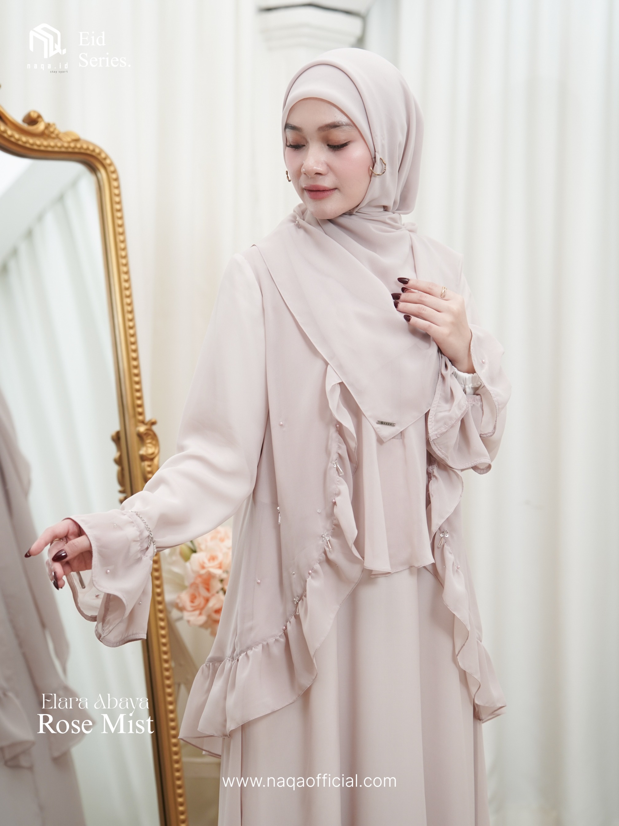 [PRE ORDER] ELARA ABAYA - ROSE MIST- by naqa.id