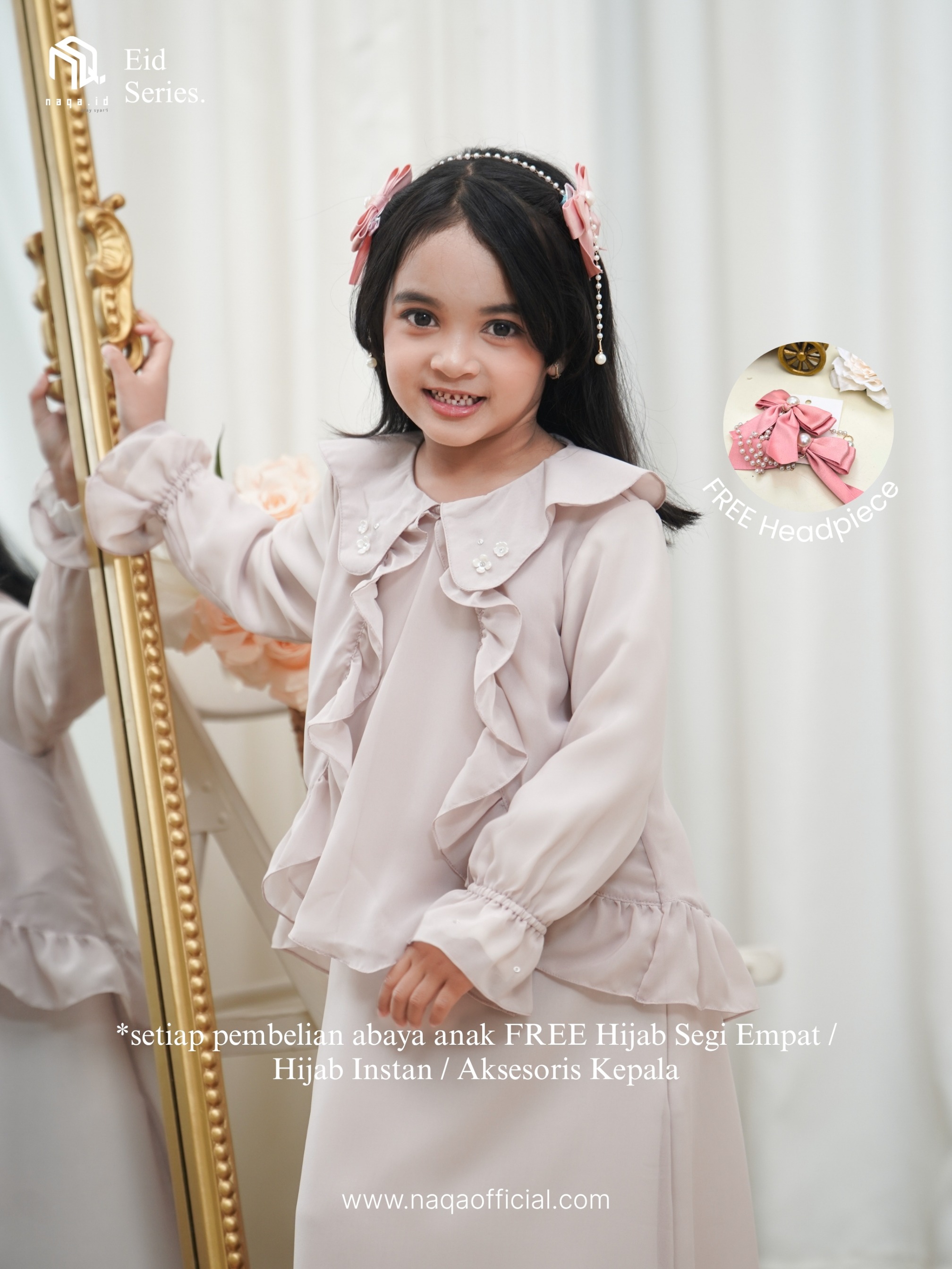 [PRE ORDER] ELARA ABAYA ANAK - ROSE MIST- by naqa.id