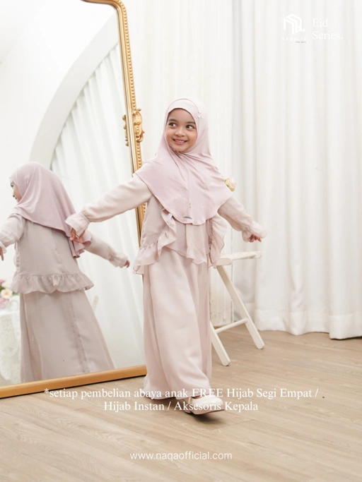 [PRE ORDER] ELARA ABAYA ANAK - ROSE MIST- by naqa.id