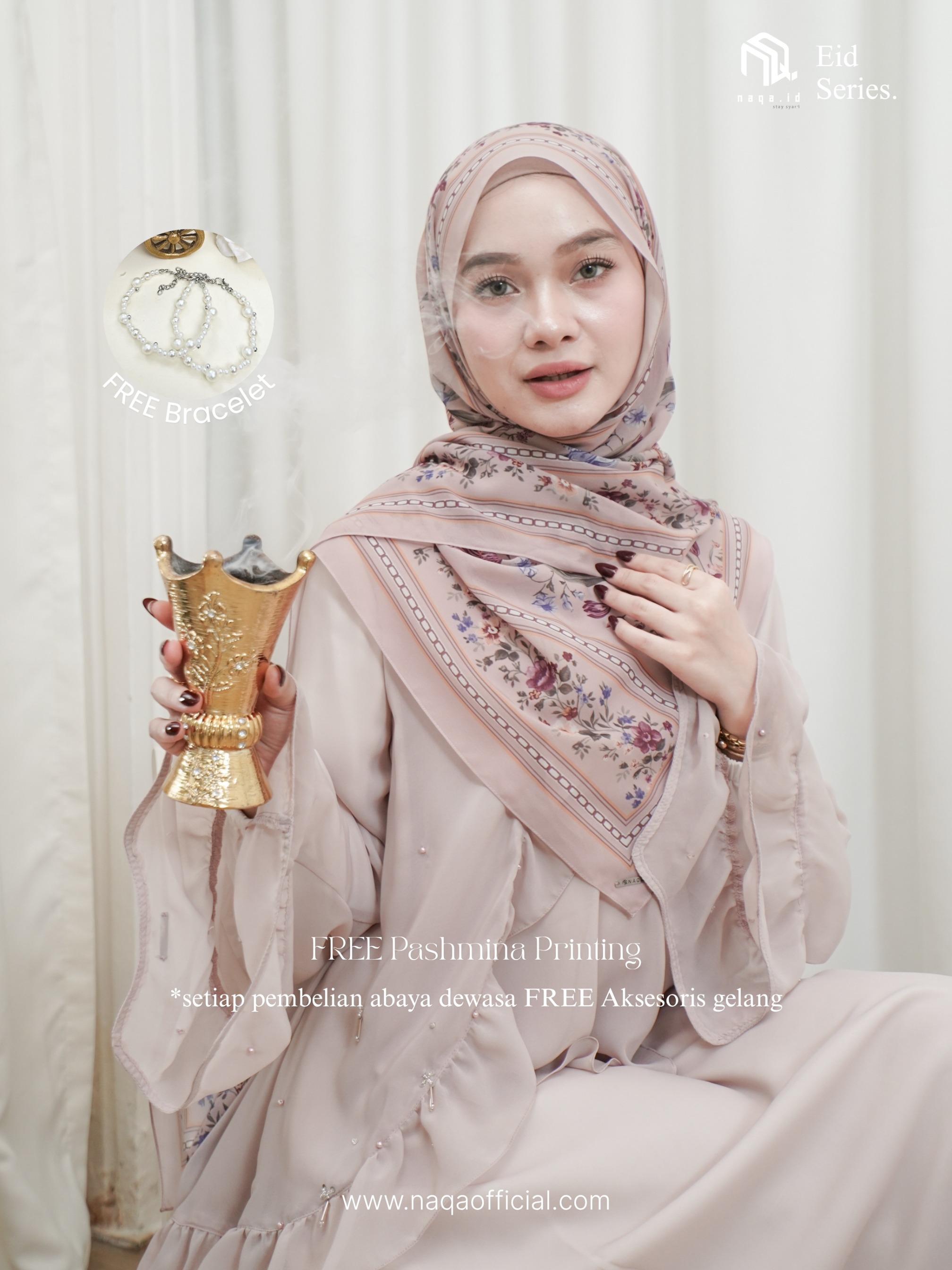 [PRE ORDER] ELARA ABAYA - ROSE MIST- by naqa.id