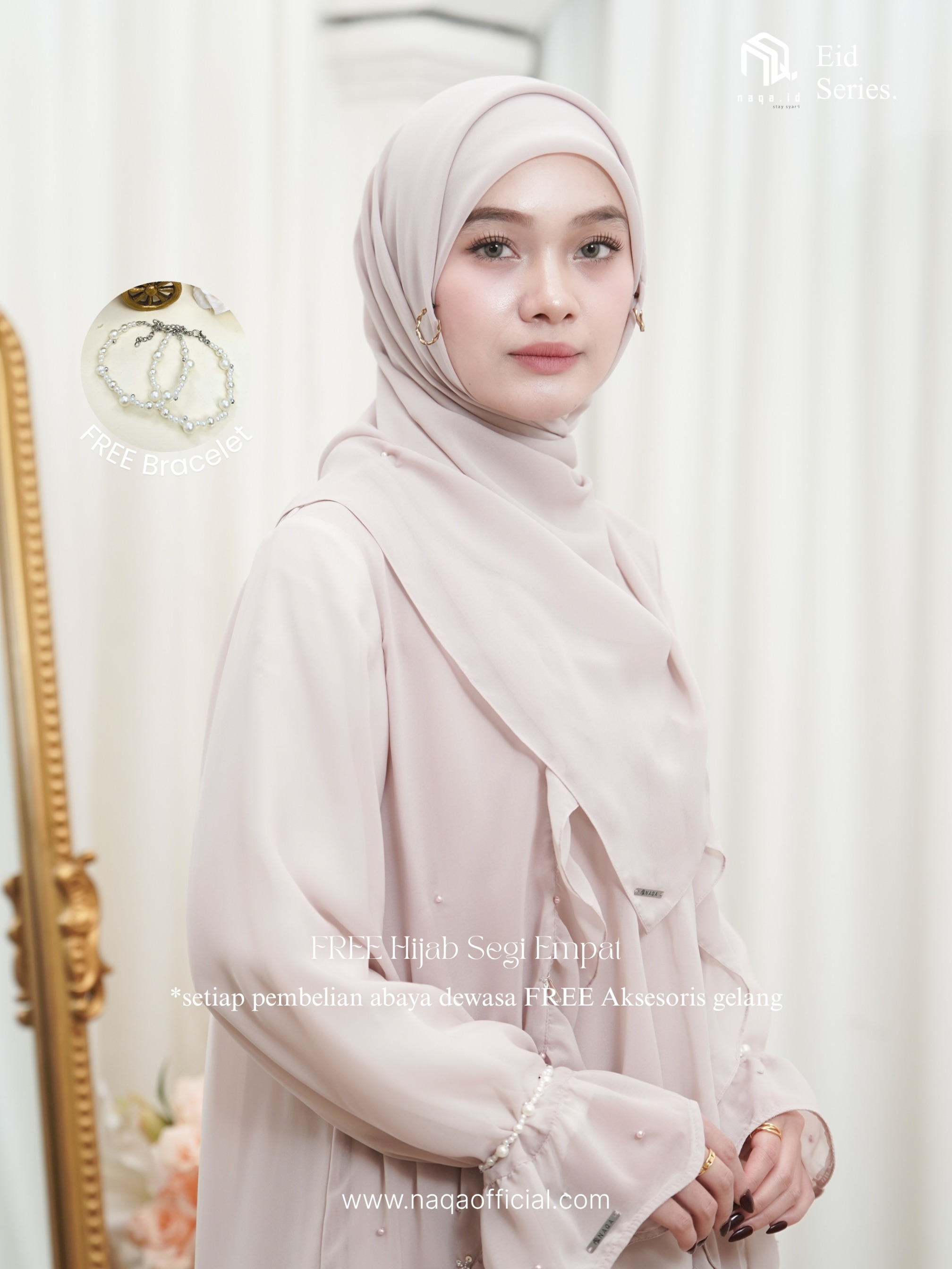 [PRE ORDER] ELARA ABAYA - ROSE MIST- by naqa.id