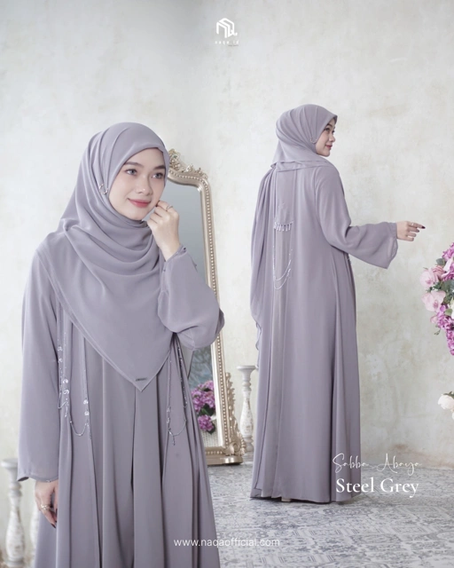 Image of [READY STOCK] SABBA ABAYA - STEEL GREY by naqa.id