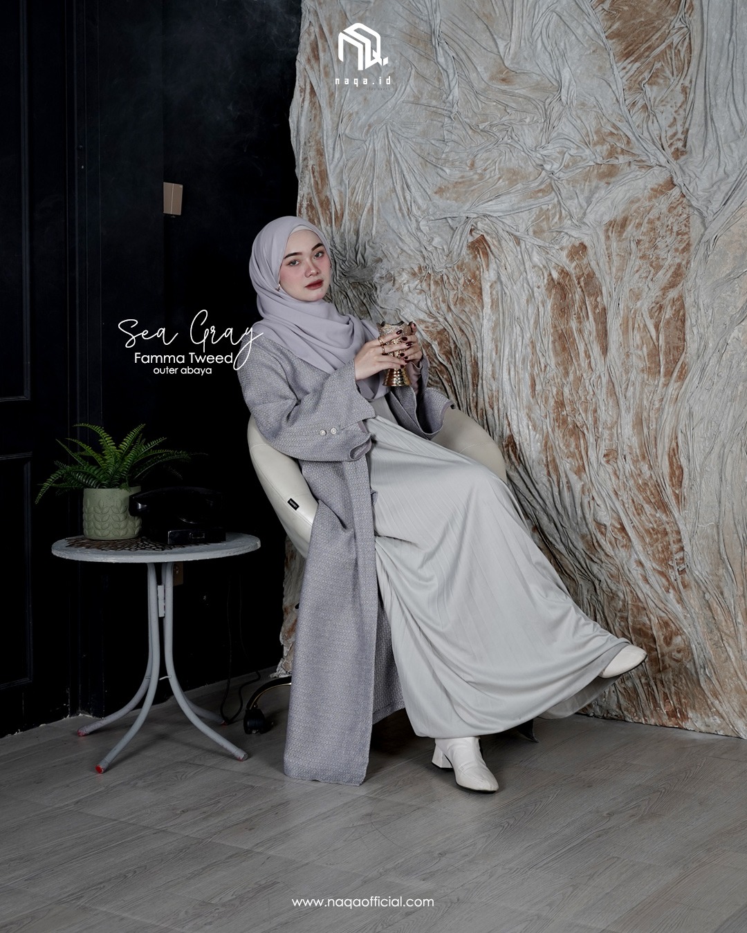 [READY STOK] FAMMA ABAYA - SEA GREY - NAQA.ID