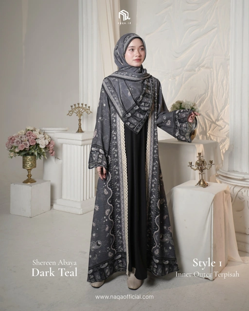 [PRE ORDER] STYLE 1 SHEREEN ABAYA - DARK TEAL  by 