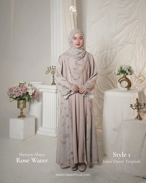 [PRE ORDER] STYLE 1 SHEREEN ABAYA - ROSE WATER  by 