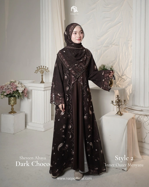 [PRE ORDER] STYLE 2 SHEREEN ABAYA - DARK CHOCO  by naqa.id