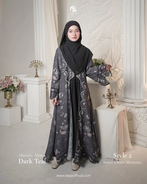 [PRE ORDER] STYLE 2 SHEREEN ABAYA - DARK TEAL by naqa.id