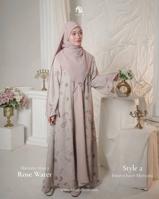 [PRE ORDER] STYLE 2 SHEREEN ABAYA - ROSE WATER by naqa.id