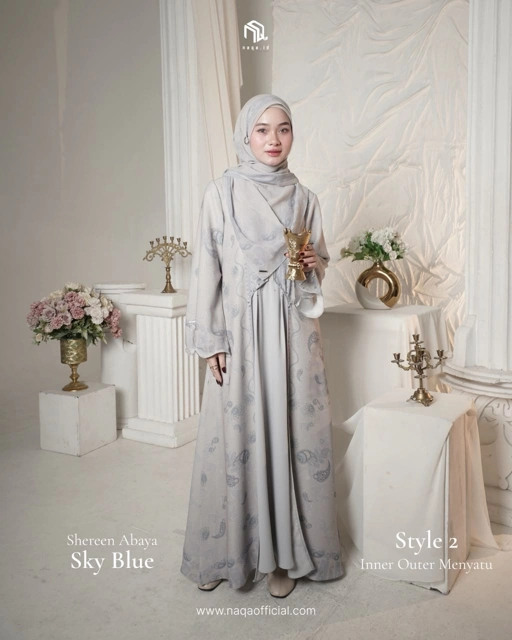 [PRE ORDER] STYLE 2 SHEREEN ABAYA - SKY BLUE by naqa.id