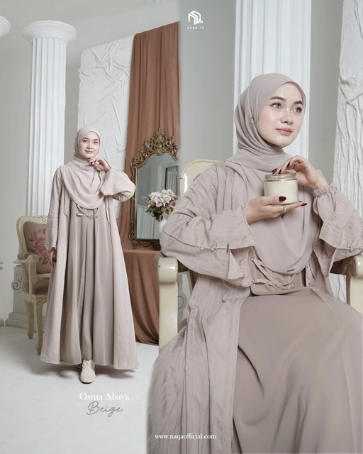 Image of (PRE-ORDER) OSMA ABAYA - BEIGE BY NAQA.ID