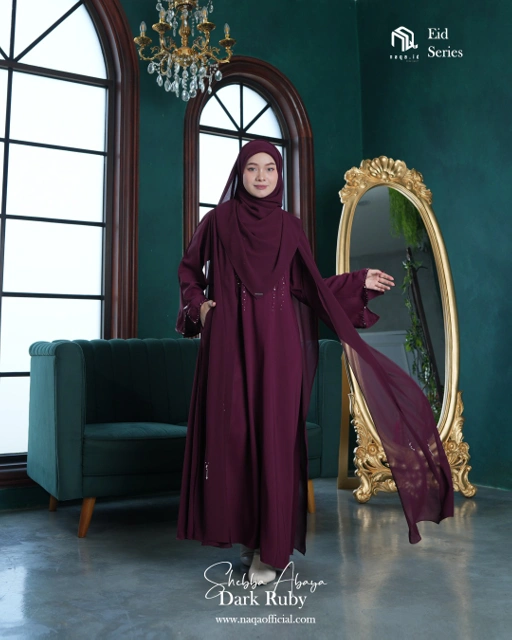 Image of [PRE ORDER] SHEBBA ABAYA - DARK RUBY by NAQA.ID